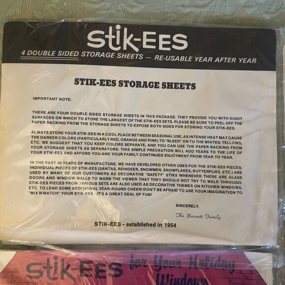 4 BRAND NEW UNOPENED Stik-EES Christmas Wise Men Cornucopia +RARE STORAGE SHEETS - Picture 5 of 11
